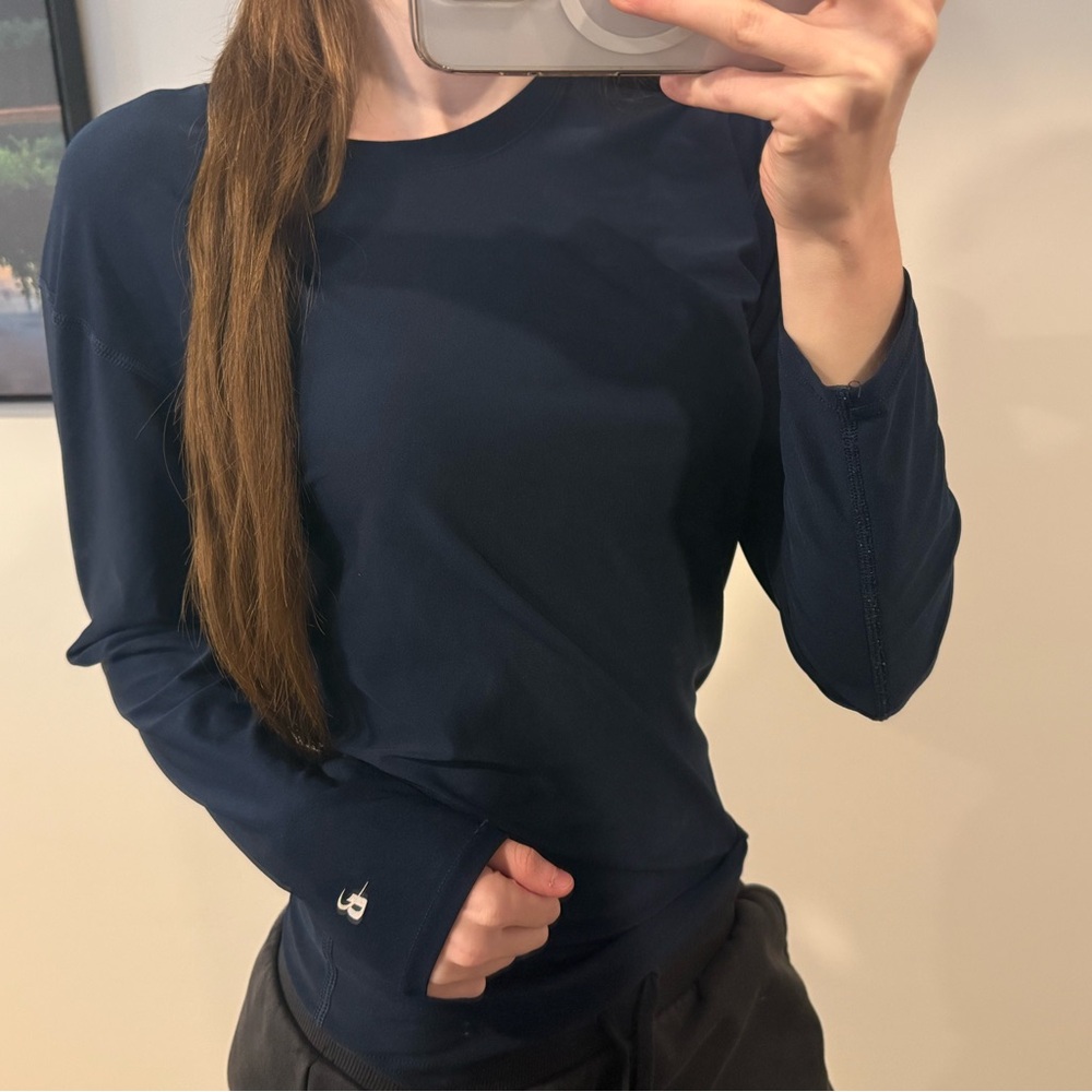 Navy Long Sleeve Spandex Top